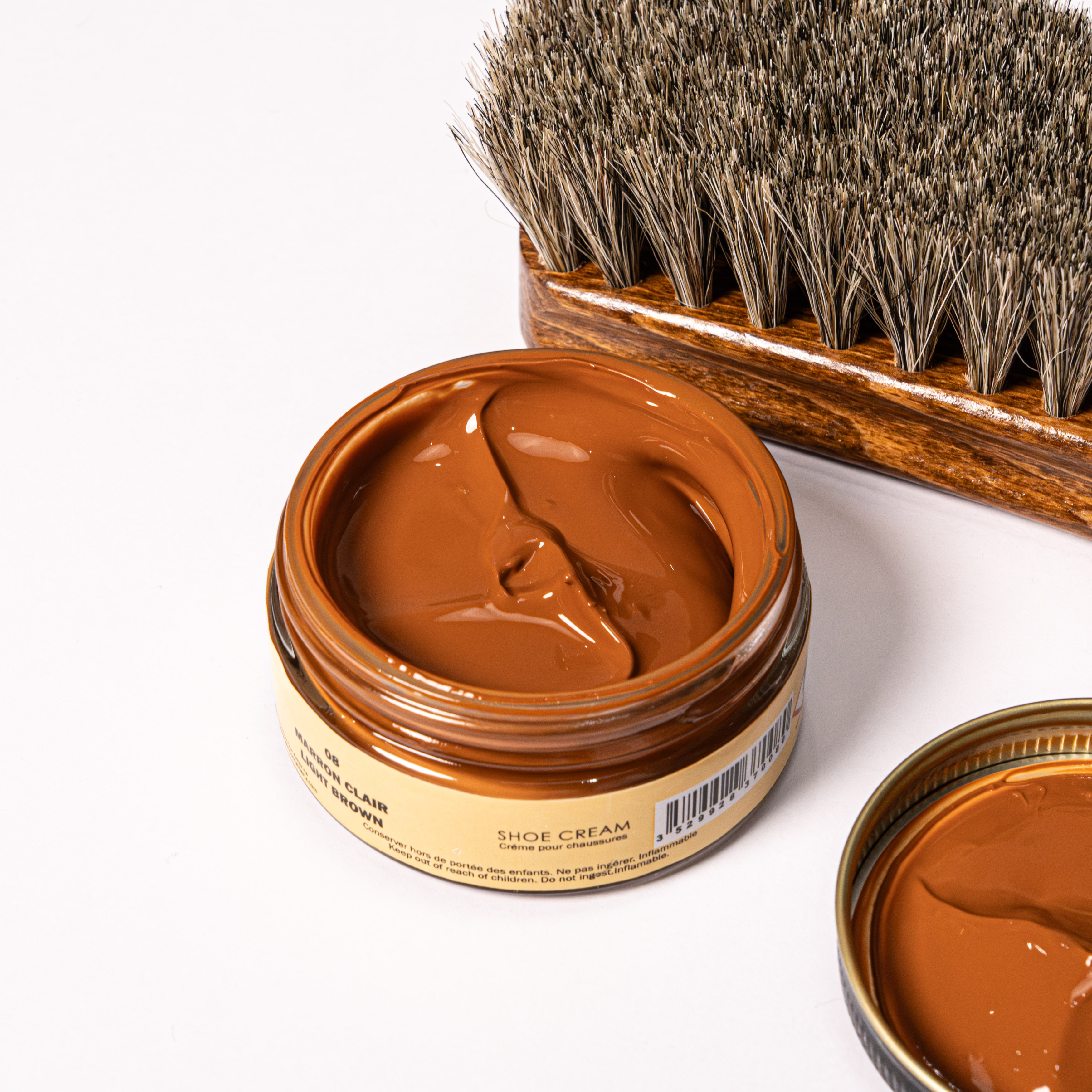 COMBO 1 : Renovador - Crema Esencial - Shoe Cream Marrón Claro - Cepillo Crin