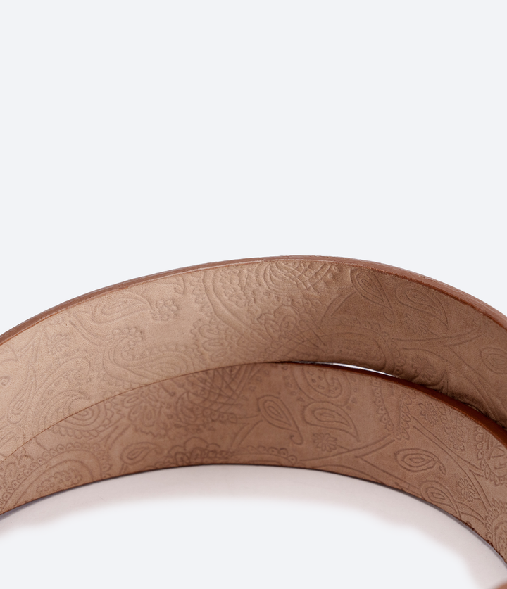 CINTURÓN CROCO MIEL DOBLE HEBILLA