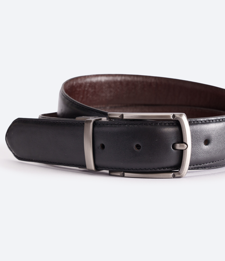 CINTURÓN DOBLE FAZ NEGRO CON CAFÉ