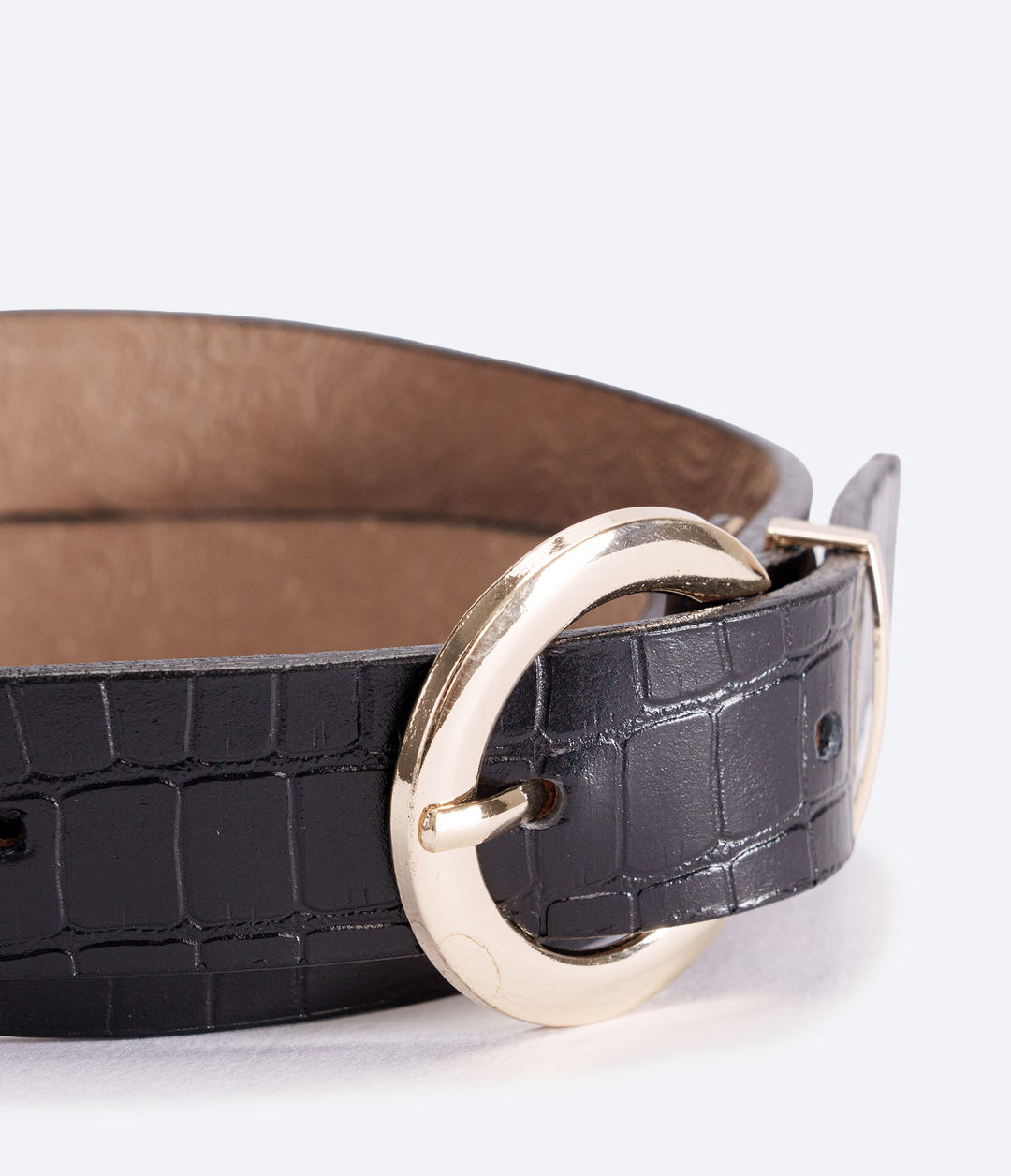 CINTURÓN CROCO NEGRO DOBLE HEBILLA