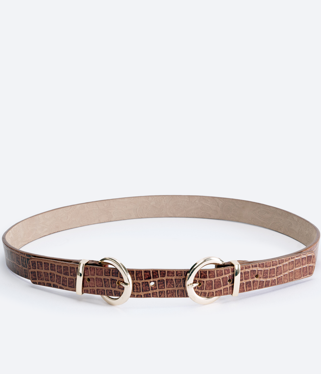 CINTURÓN CROCO MIEL DOBLE HEBILLA