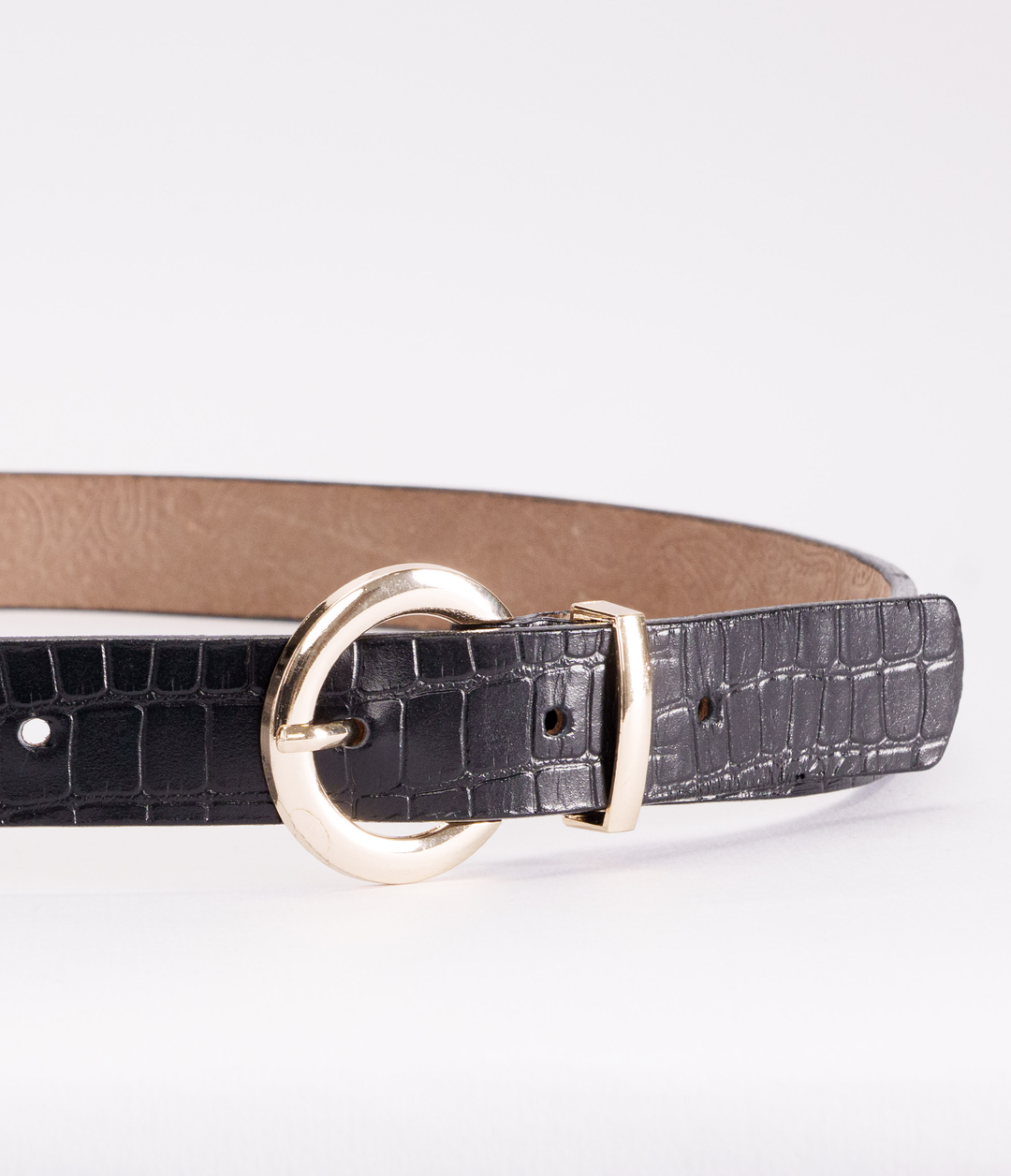 CINTURÓN CROCO NEGRO DOBLE HEBILLA