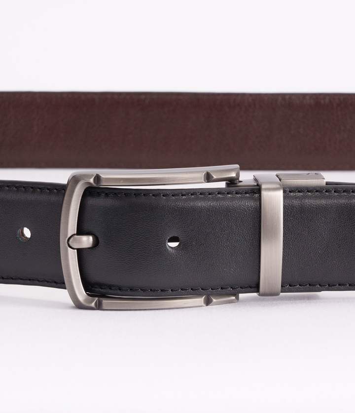 CINTURÓN DOBLE FAZ NEGRO CON CAFÉ