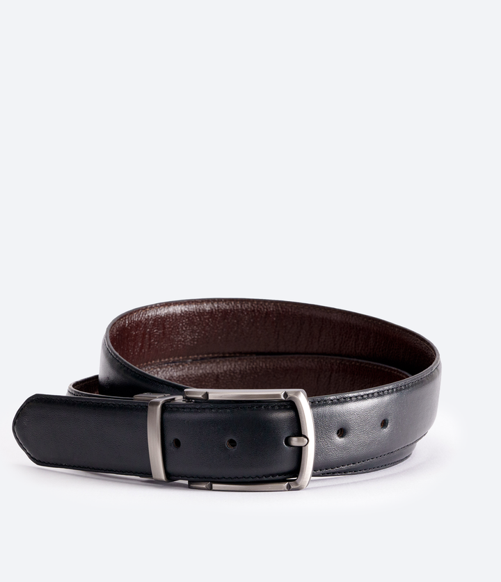 CINTURÓN DOBLE FAZ NEGRO CON CAFÉ