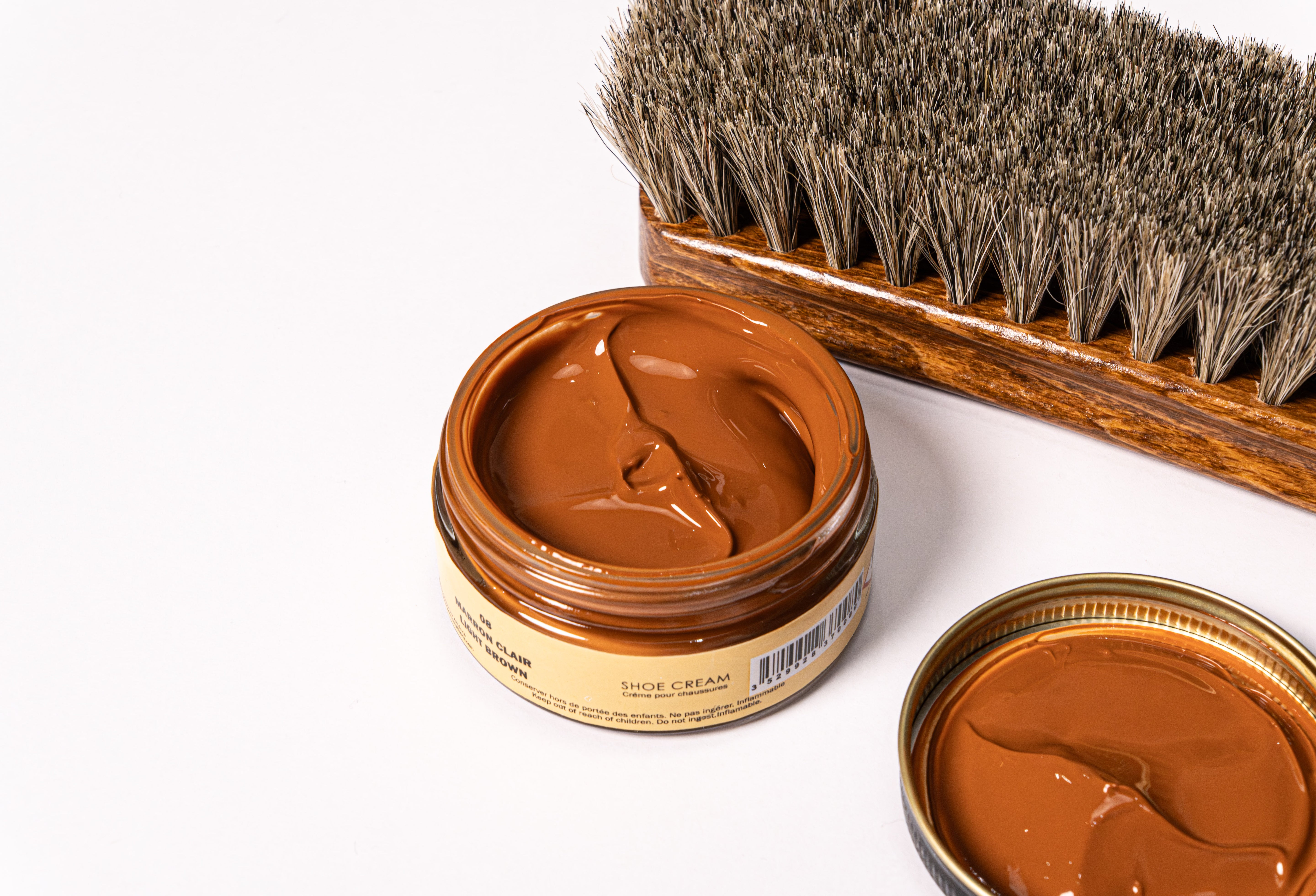 COMBO 4 : Shoe Cream Marrón Oscura y Negra - Renovador - Crema Esencial - Grasa Fina - Cepillo crin