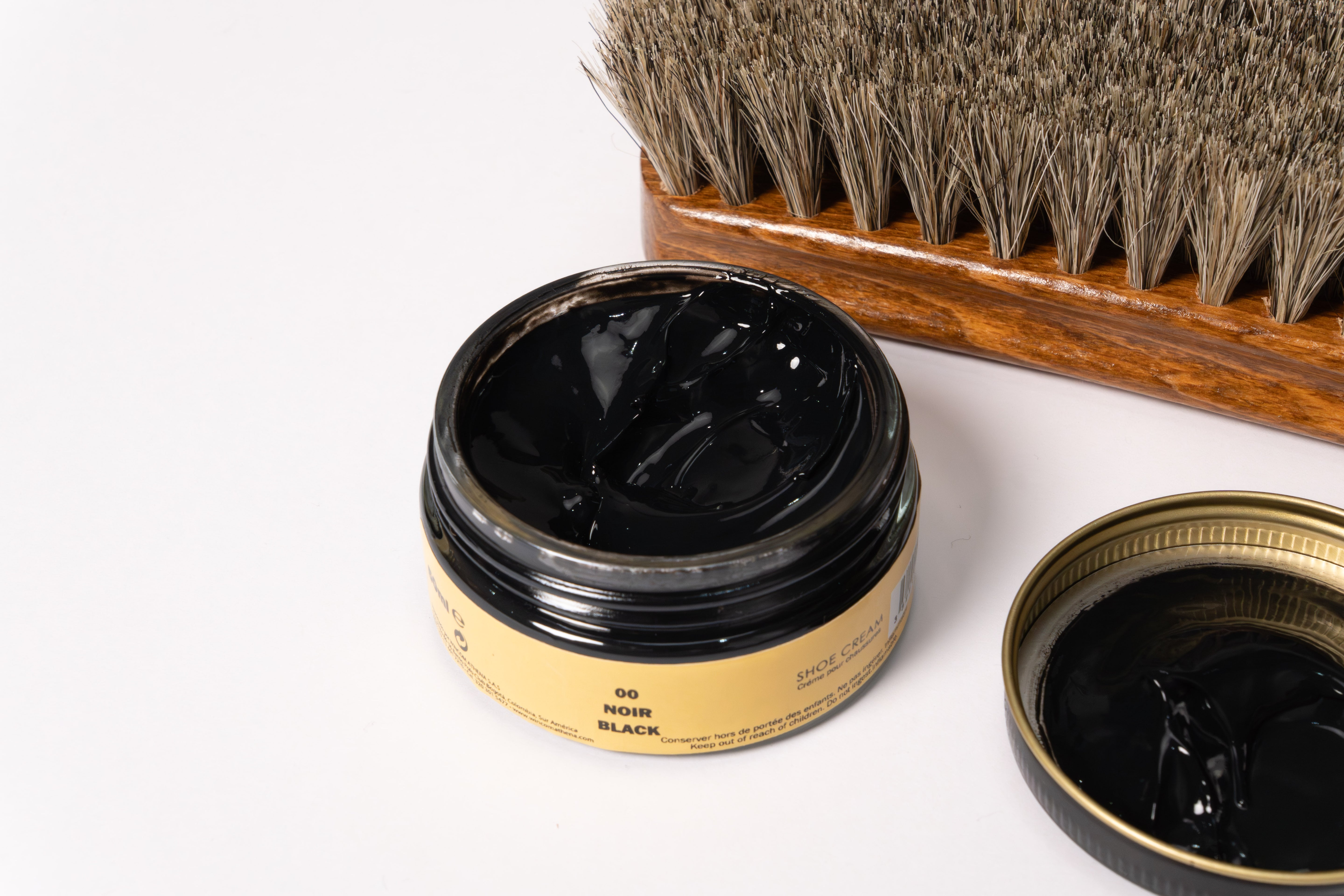 COMBO 4 : Shoe Cream Marrón Oscura y Negra - Renovador - Crema Esencial - Grasa Fina - Cepillo crin