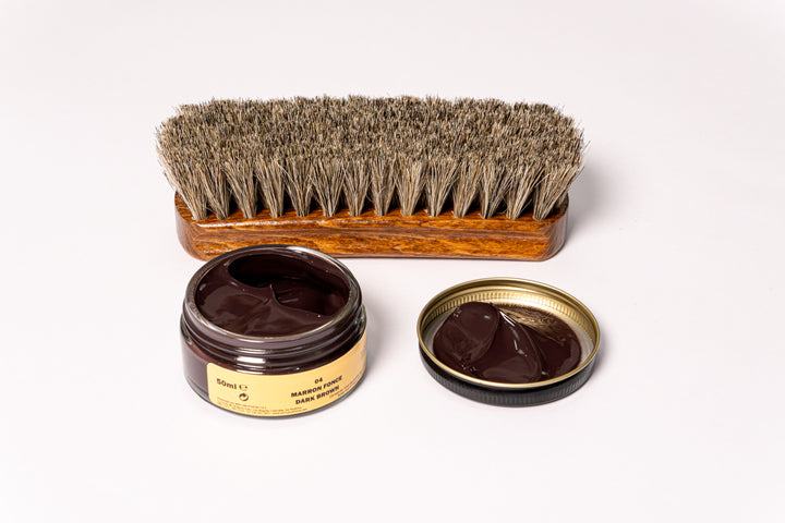 COMBO 4 : Shoe Cream Marrón y Negra - Renovador - Crema Esencial - Grasa Fina - Cepillo crin
